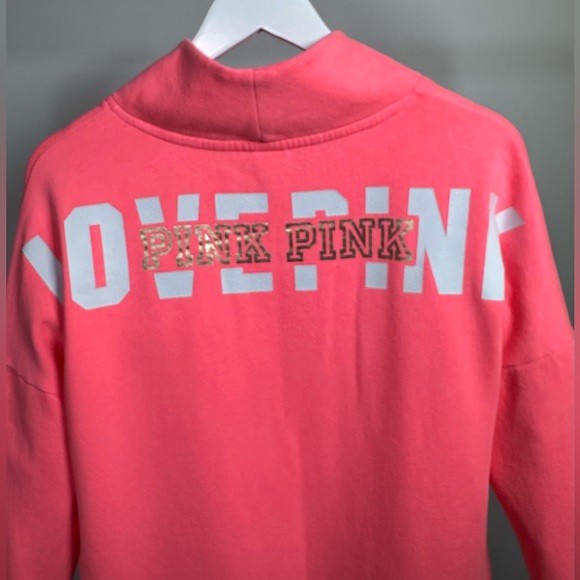 PINK Victoria’s Secret Pullover Sweatshirt Large Pink Logo Crewneck Lounge - Picture 3 of 6